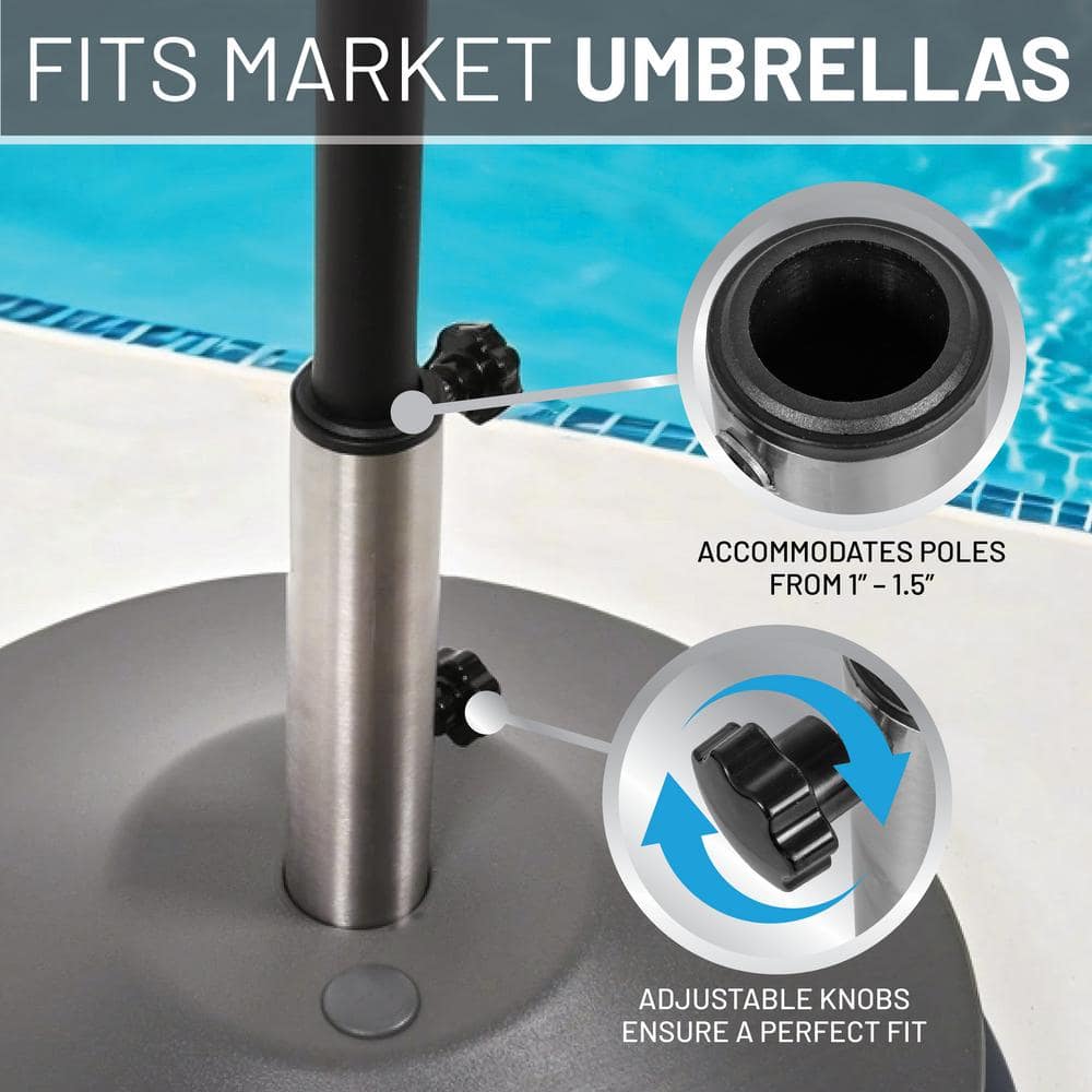 Gray Metal Wheeled Fillable Free Standing Umbrella Base