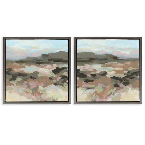 Desert Impression Abstraction by June Erica Vess 2-Pieces Gray Floater Frame Nature Graphic Art Print 25 in. x 25 in.