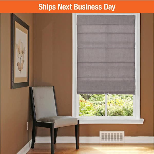 Cordless Light Filtering Fabric Roman Shade 27X64 Light Gray