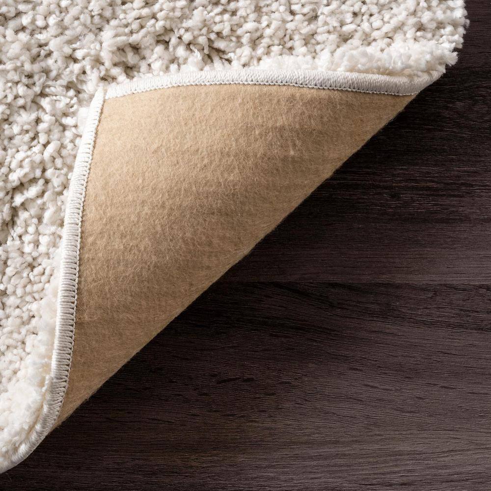 White Synthetic Square Shag Rug, 5' 3"