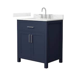 Beckett 30 in. Single Freestanding Dark Blue Bath Vanity with Giotto Quartz Top (Assembled)