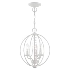 Arabella 3-Light White Globe Convertible Chandelier with Clear Crystals