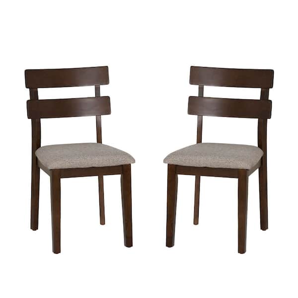 Linon Home Decor Jenny Brown Fabric Seat Dining Side Chairs Set of 2