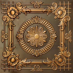Falkirk Perth Antique Gold 2 ft. x 2 ft. Decorative Vintage Glue Up or Lay In Ceiling Tile (4 sq. ft./case)