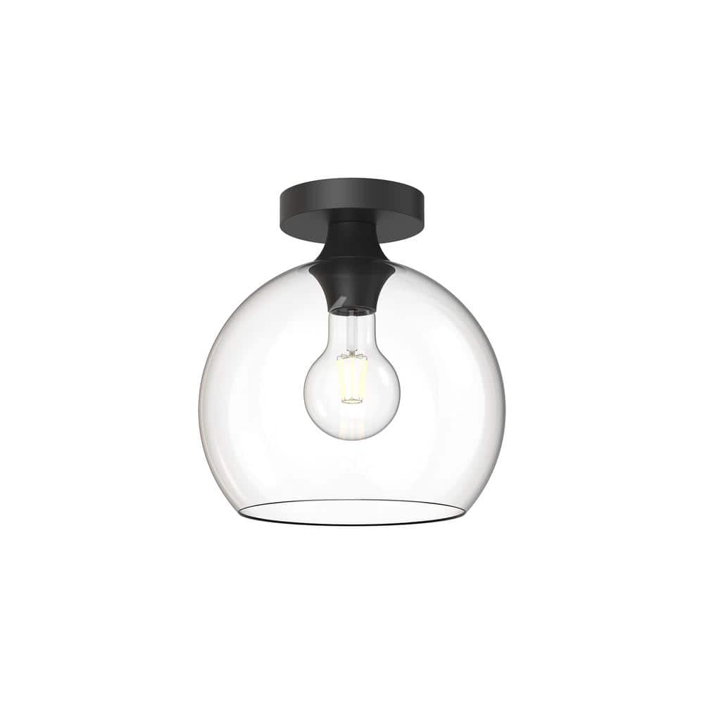 Castilla 10 in. 1 Light 60-Watt Clear Glass/Matte Black Flush Mount price history on PriceWatchPro