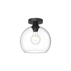 Castilla 10 in. 1 Light 60-Watt Clear Glass/Matte Black Flush Mount