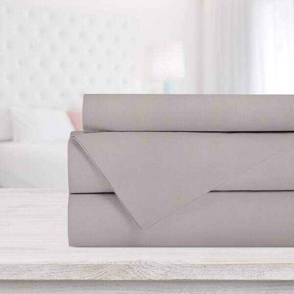 Unbranded Safdie & Co. 4-Piece Taupe Solid Color Polyester Queen Sheet Set
