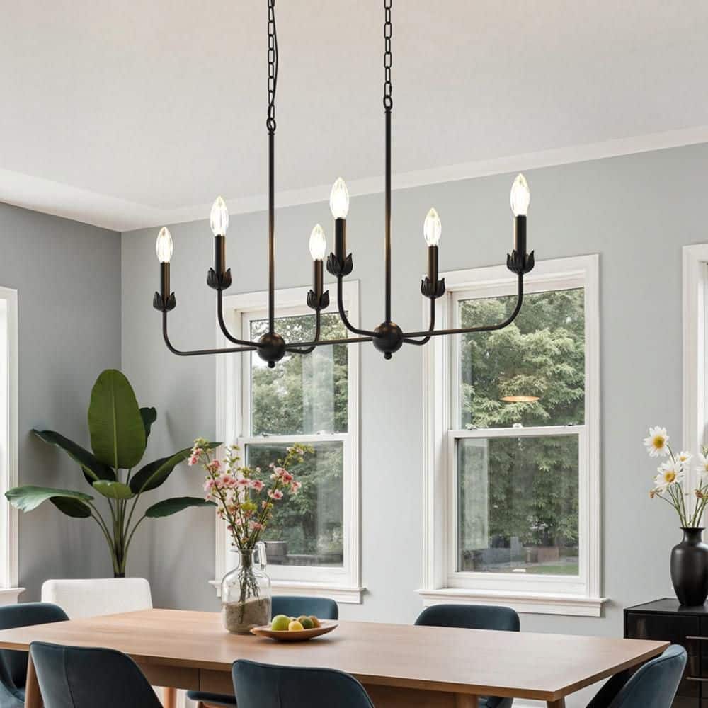 6-Light Black Island Pendant Light, Candle Chandelier Industrial Hanging Lighting for Dining Room and Kitchen Island price history on PriceWatchPro