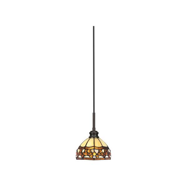 Unbranded Albany 60-Watt 1-Light Espresso Pendant Mini Pendant Light Roman Jewel Art Glass and Light Bulb Not Included