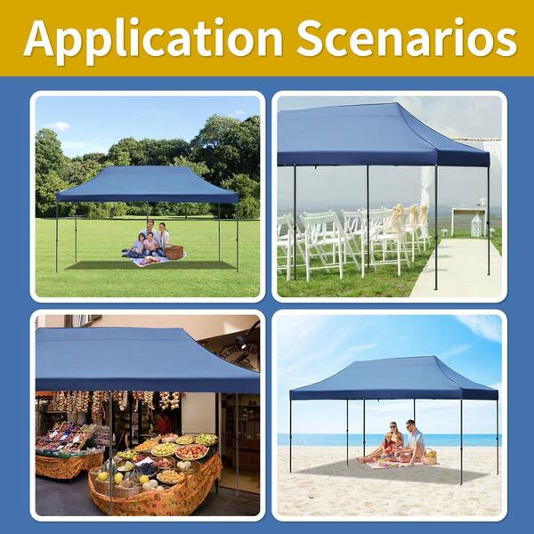 Tenleaf 10 ft. x 20 ft. Blue Heavy-Duty Party Pop Up Canopy