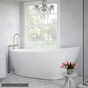 Wakefield 69 in. Acrylic Slipper Free-Standing Flatbottom Bathtub in White and Drain in White
