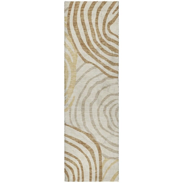 Dream Shag Premium Machine Washable Abstract ADS765 Gold 2 ft. x 7 ft. Runner Rug