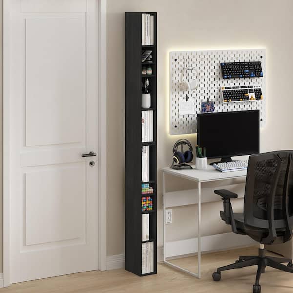 Fluda 78.74 in. Tall Blackwood Wood 10-Shelf Space Saving Bookcase