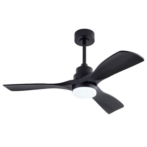 42 in. Black 3 ABS Blades Downrod Standard Ceiling Fan with LED Light and Remote Included