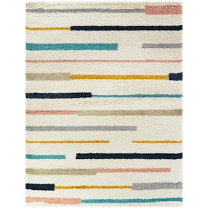 Westerson Cream 8 ft. x 10 ft. Striped Shag Area Rug