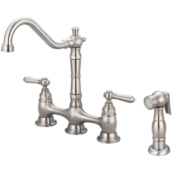 Pioneer Faucets Americana 2-Handle Bridge Kitchen Faucet with Side ...