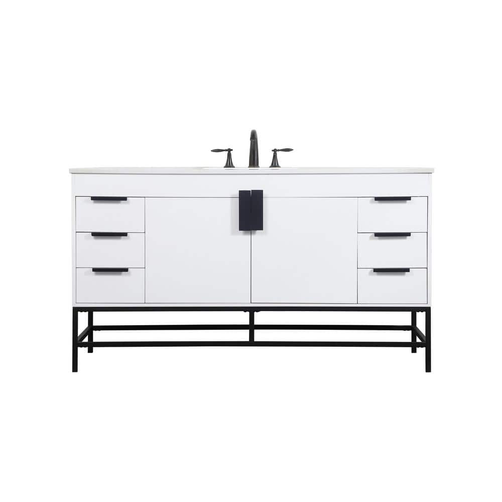 Simply Living 60 in. W x 22 in. D x 33.5 in. H Bath Vanity in White with Iv