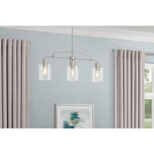 Sutton Place 3-Light Brushed Nickel Farmhouse Dining Room Chandelier, Linear Kitchen Island Pendant Light