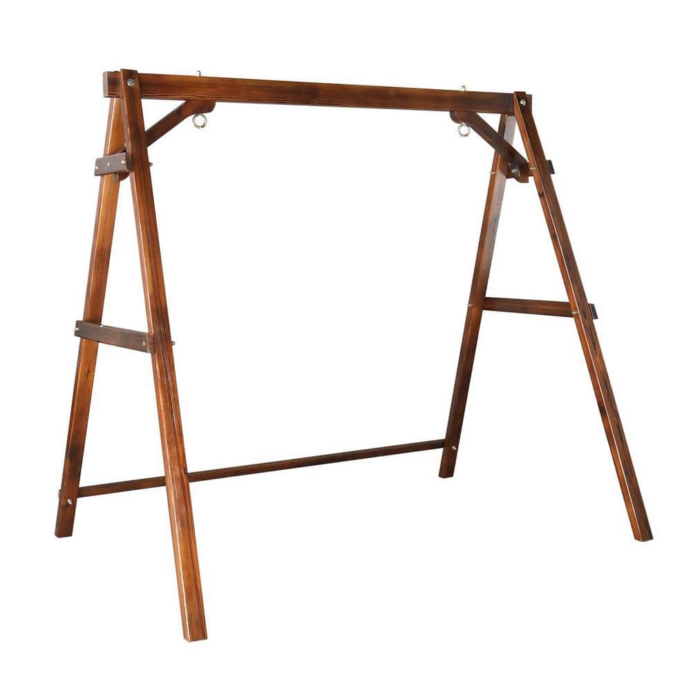 74 in. Rustic Wood Patio Swing Stand with Extra Connecting Bar Support 660 lbs. Durable PU Coating price history on PriceWatchPro