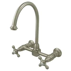 Restoration 2-Handle Wall-Mount Standard Kitchen Faucet in Brushed Nickel