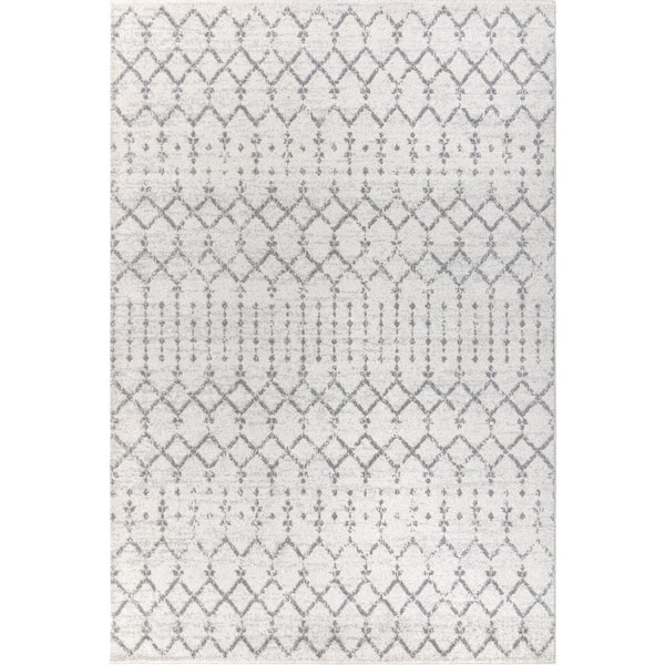 Moroccan HYPE Boho Vintage Diamond Cream/Gray 6 ft. x 9 ft. Area Rug