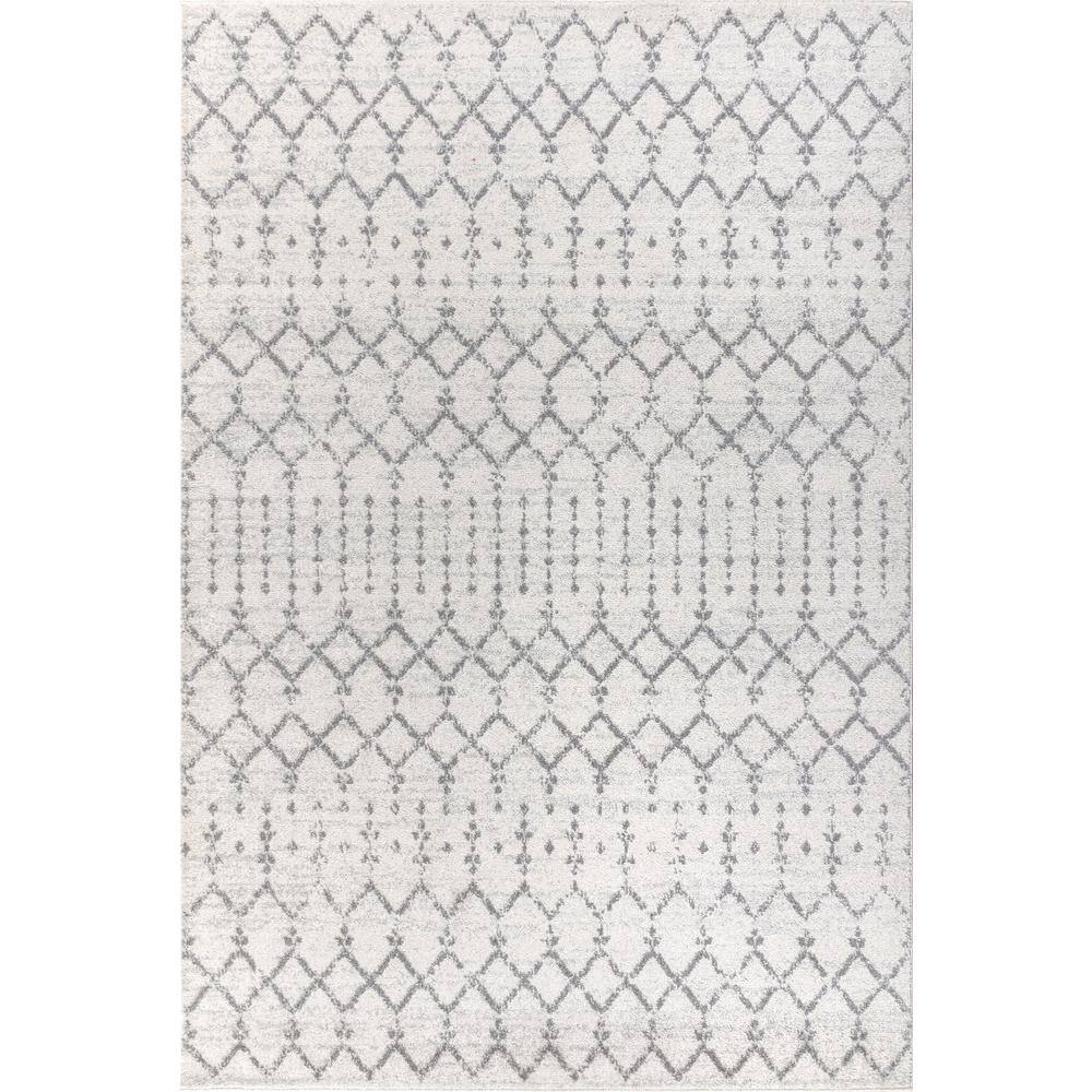 Gray and Cream 9' x 12' Reversible Trellis Area Rug