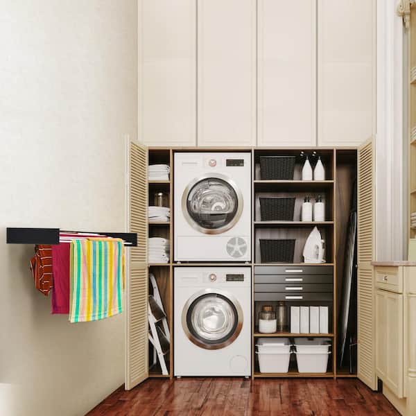 40 in. Indoor/Outdoor Retractable Industrial Gray Wall Mount Drying Rack