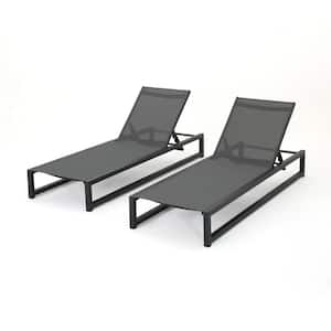 Brayan Black 2-Piece Metal Outdoor Patio Chaise Lounge