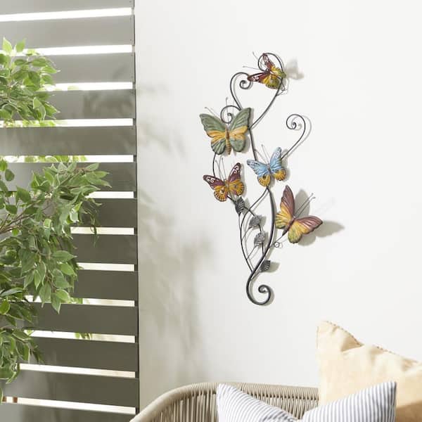 Gold Butterfly Spray Indoor Outdoor Stainless Steel Wall Art Set