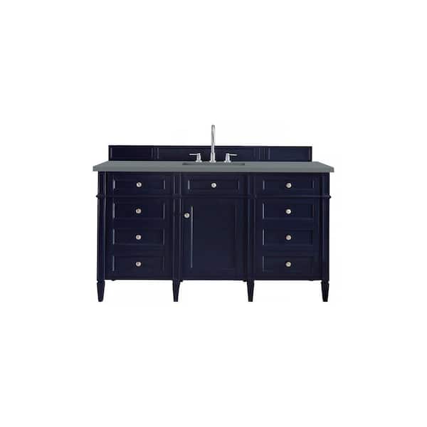 James Martin Vanities Brittany 60.0 in. W x 23.5 in. D x 34 in. H Bathroom Vanity in Victory Blue with Cala Blue Quartz Top