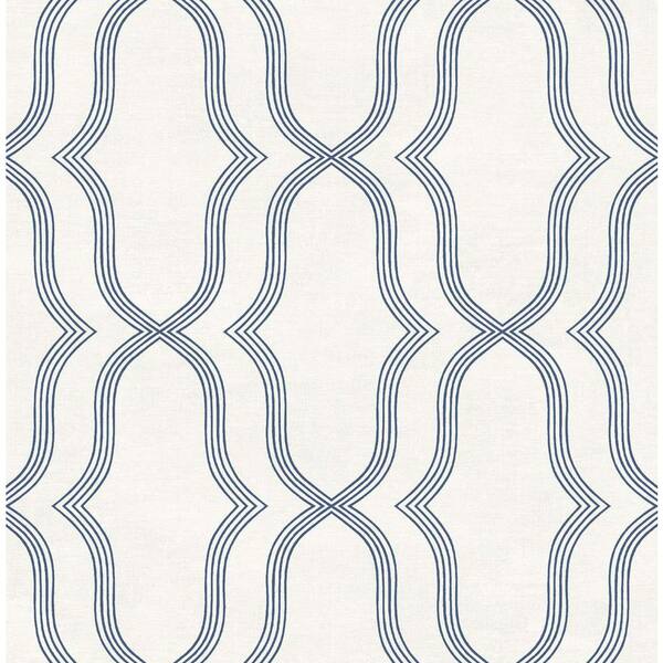 56 sq. ft. Navy Blue Geometric Unpasted Paper Wallpaper Roll