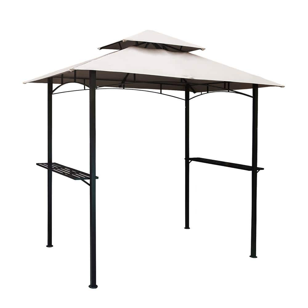 LAUREL CANYON 8 ft. x 5 ft. 2-Tier Steel Grill Gazebo with Shelves ...