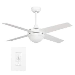 Nova 48 in. Integrated LED Indoor White Smart Ceiling Fan with Light Kit and Wall Control, Works with Alexa/Google Home