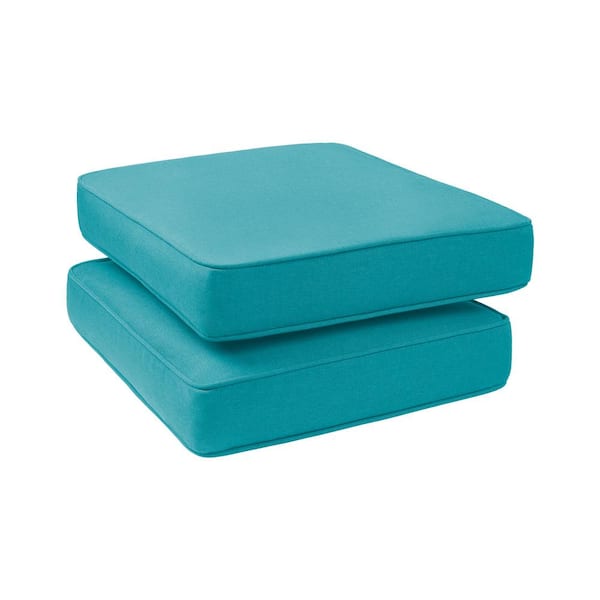 HAVEN WAY 23 in. x 19 in. 1-Piece Universal Outdoor Ottoman Cushion in Turquoise (2-Pack)
