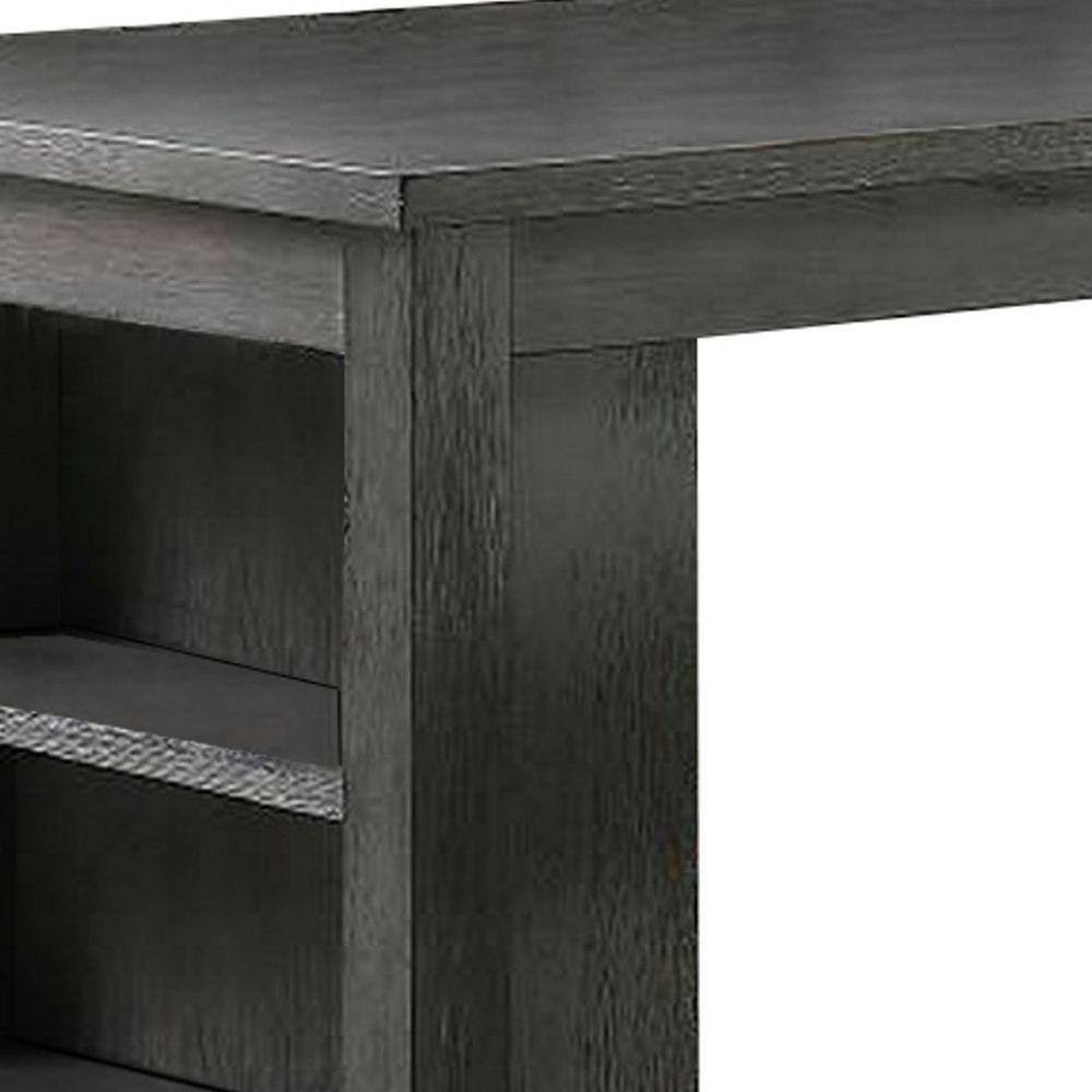 Transitional Gray Wooden Extendable Counter Height Dining Table with Storage