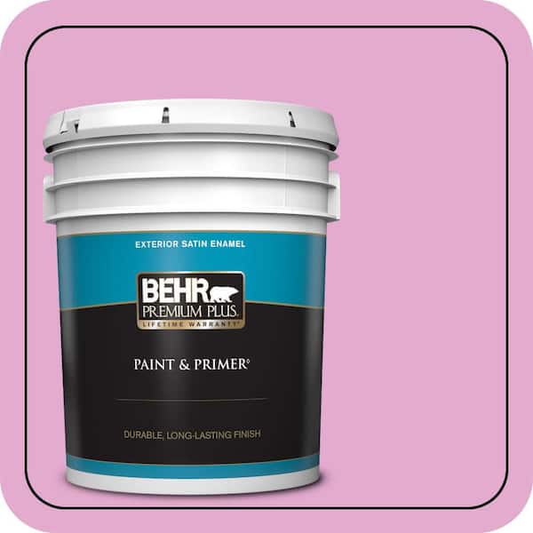 BEHR PREMIUM PLUS 5 gal. #680A-3 Pink Bliss Satin Enamel Exterior Paint & Primer