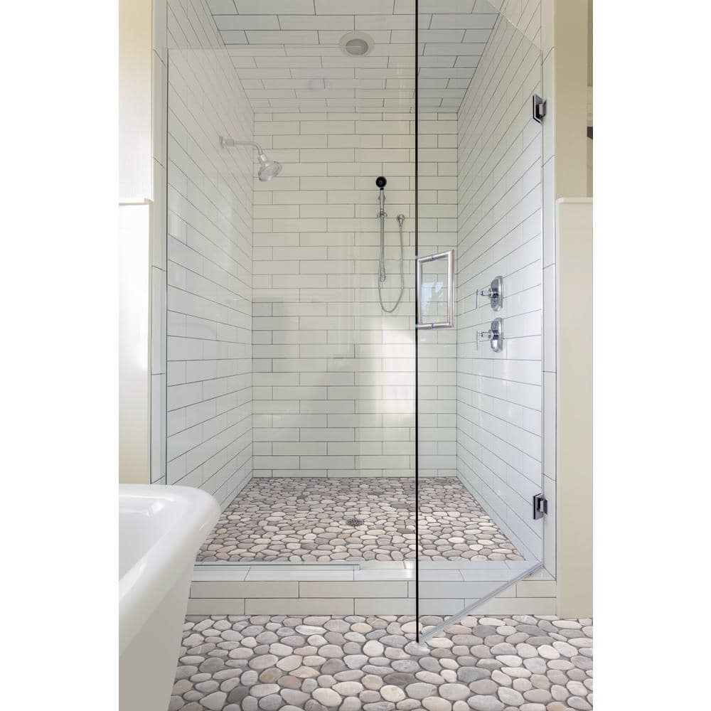 Natural Gray Quartz Pebble Mosaic Tile Sheet