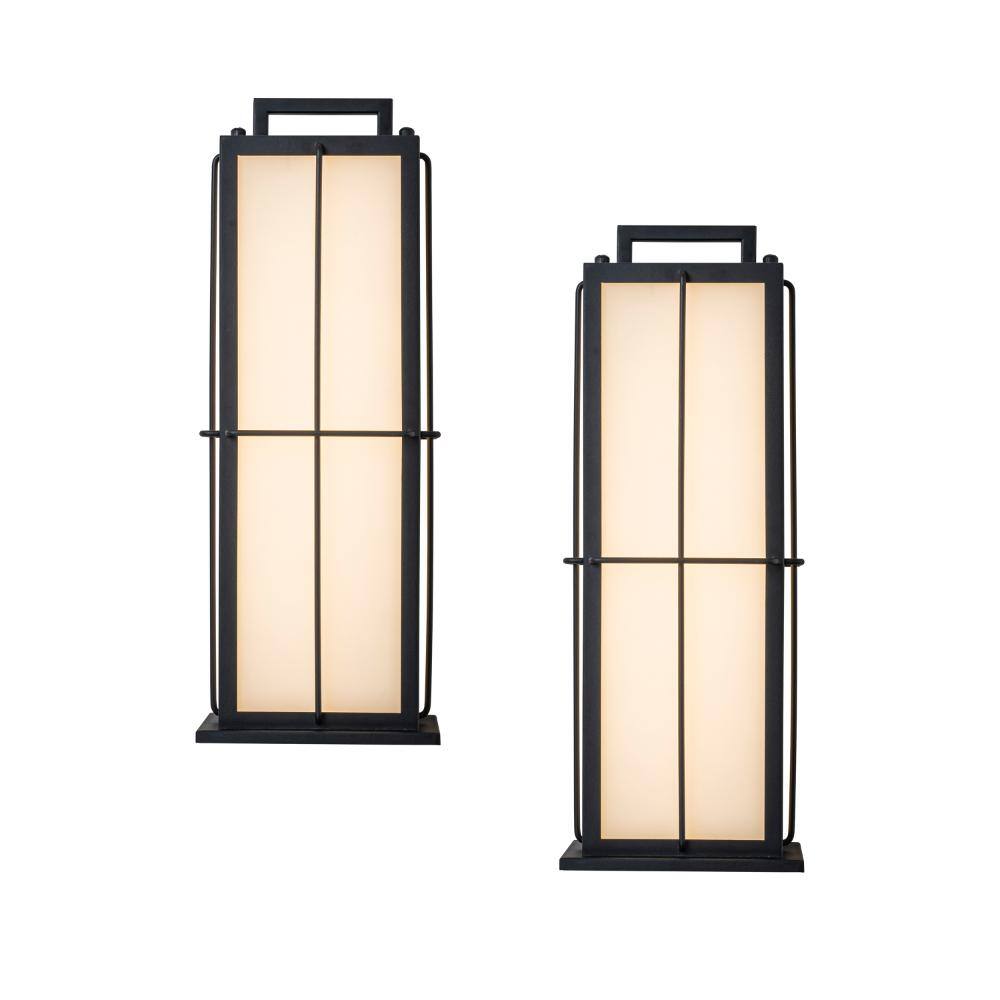 16'' Black Outdoor Integrated 16W LED Wall Lantern with Frosted Panels and Dusk-to-Dawn Sensor(2 Pack) price history on PriceWatchPro