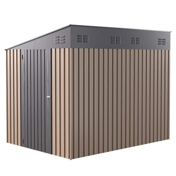 8 ft. W x 6 ft. D Resin Storage Shed, Tools Storage Shed for Garden, Bakcyard, Brown (48 sq. ft. )