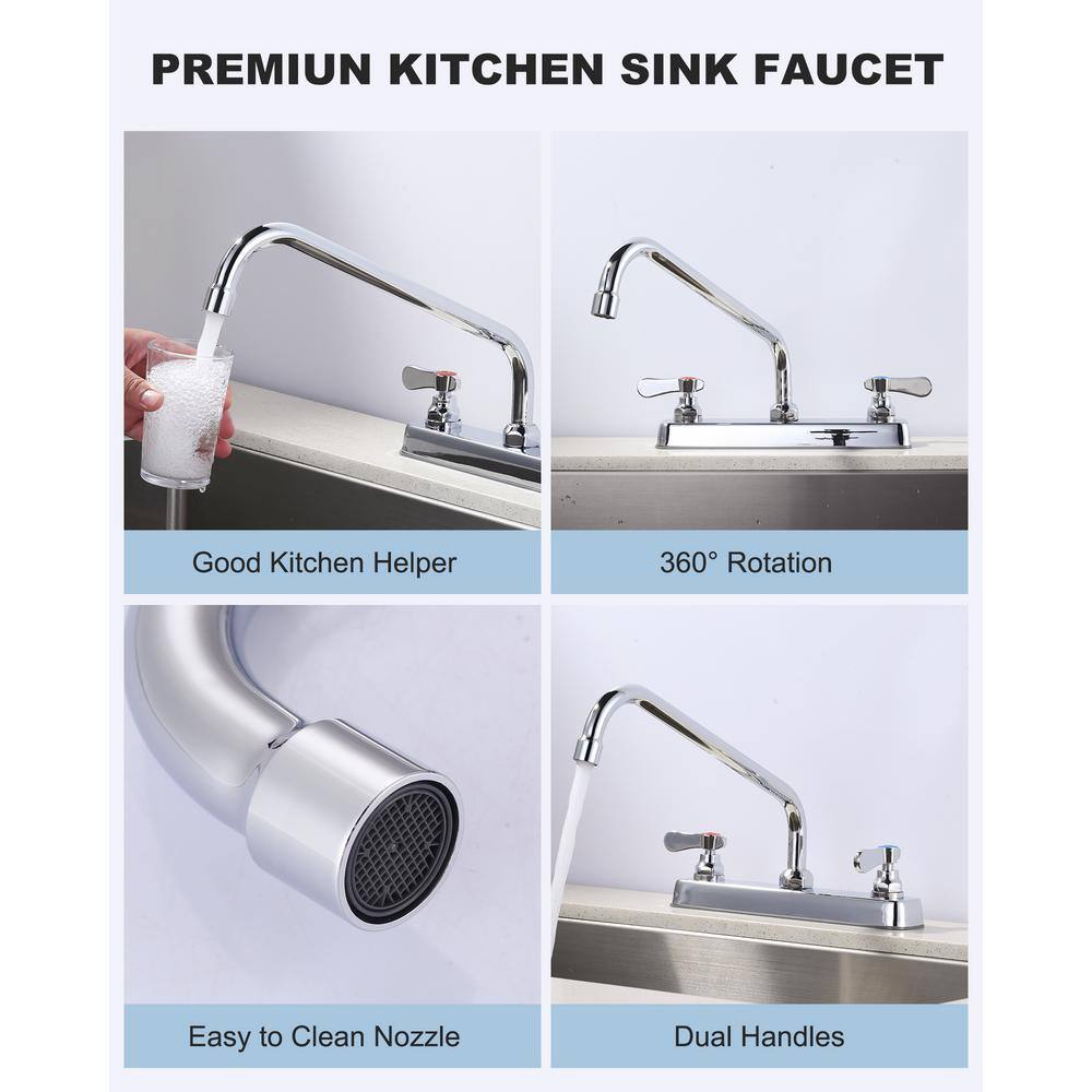 Polished Chrome Dual Handle Kitchen Faucet with Swivel Spout