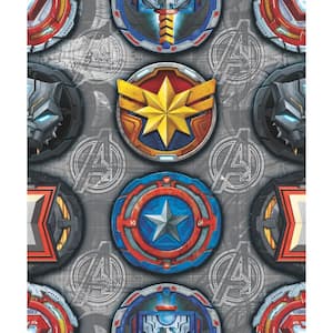 Avengers Emblems Multicolor Vinyl Peel and Stick Matte Wallpaper 28.18 sq. ft.