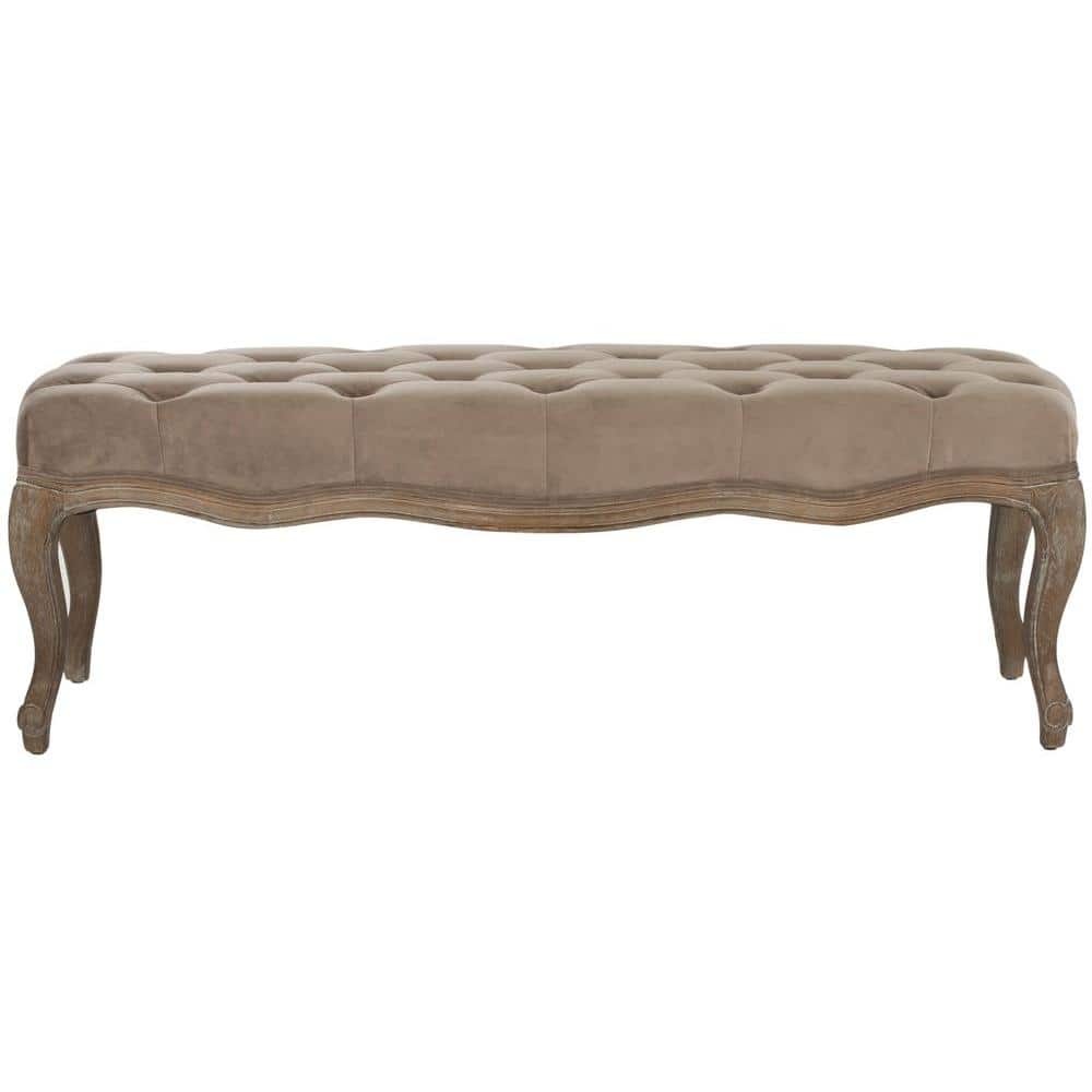 SAFAVIEH Ramsey Brown/Beige Upholstered Entryway Bench MCR4577D - The ...