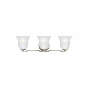 Emmons 23 in. 3-Light Brushed Nickel Traditional Transitional Wall Bathroom Vanity Light with LED Bulbs
