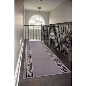 Meander Custom Sizes Gray 36 in. x 32 in. Indoor Stair Tread Cover Landing Mat Slip Resistant Backing