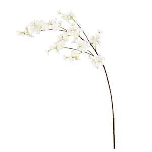 34 in. Cream White Artificial Cherry Blossom Flower Stem Spray (Set of 6)