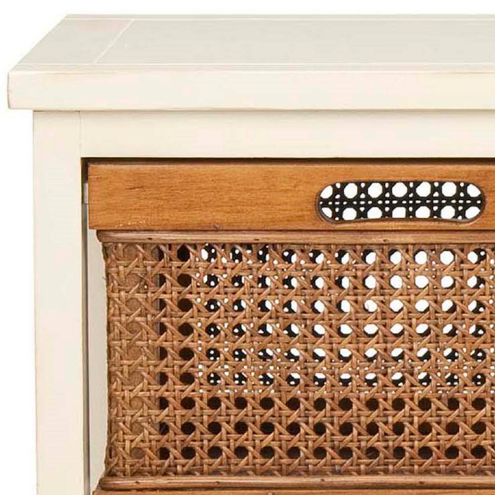 White Pine 4-Drawer Storage Unit with Cane Baskets