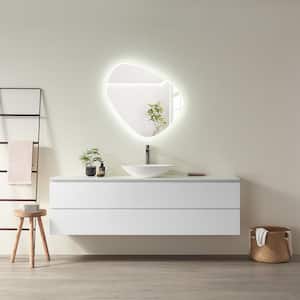 Rasso 47 in. W x 46 in. H Large Novelty/Specialty Frameless LED Light Wall Bathroom Vanity Mirror in Clear Glass