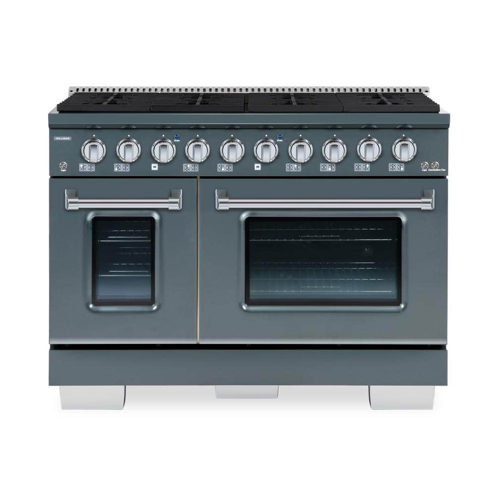 Hallman BOLD 48 in 6.7 CF 8-Burners Freestanding Double Oven Dual Fuel ...