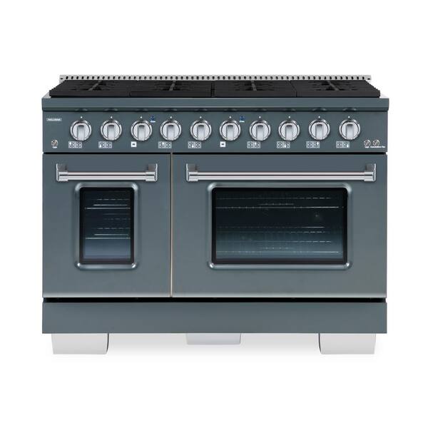 Hallman BOLD 48 in 6.7 CF 8Burners Freestanding Double Oven Dual Fuel