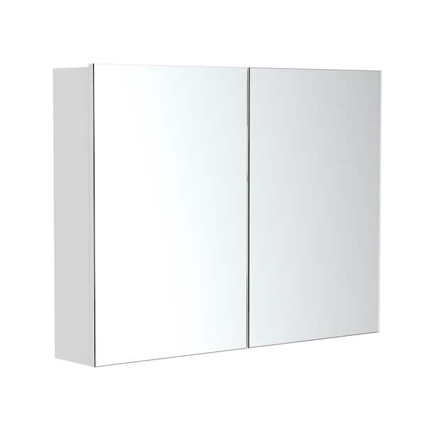 32 in. W x 24 in. H Rectangular Wood Medicine Cabinet with Mirror, Mirror Cabinet W/ Adjustable Shelf and 2 Doors
